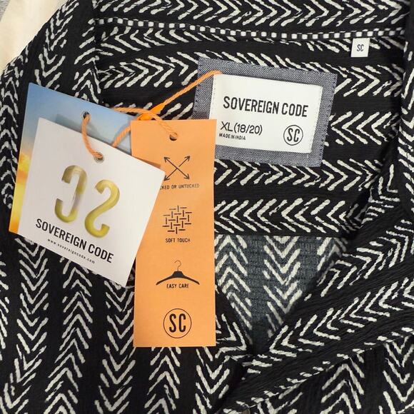 Sovereign Code Kids' Textured Camp Shirt & Shorts Set, Black/White, XL 18/20 - Picture 4 of 5